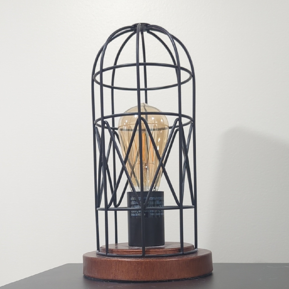 Industrial Black Cage Table Lamp